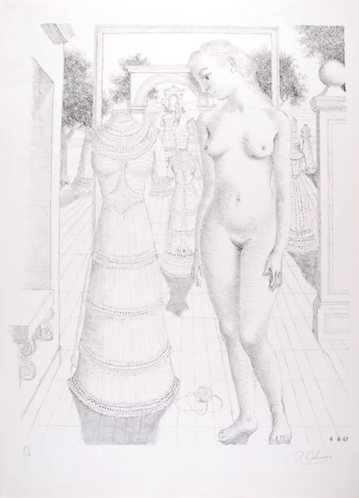 Lithografie Delvaux - La Robe du dimanche