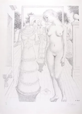 Lithografie Delvaux - La Robe du dimanche