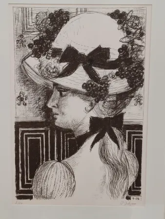 Lithografie Delvaux - Le Chapeau 1900