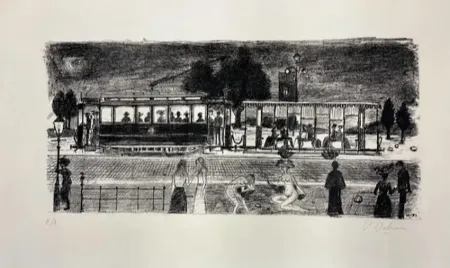 Lithografie Delvaux - Le tramway