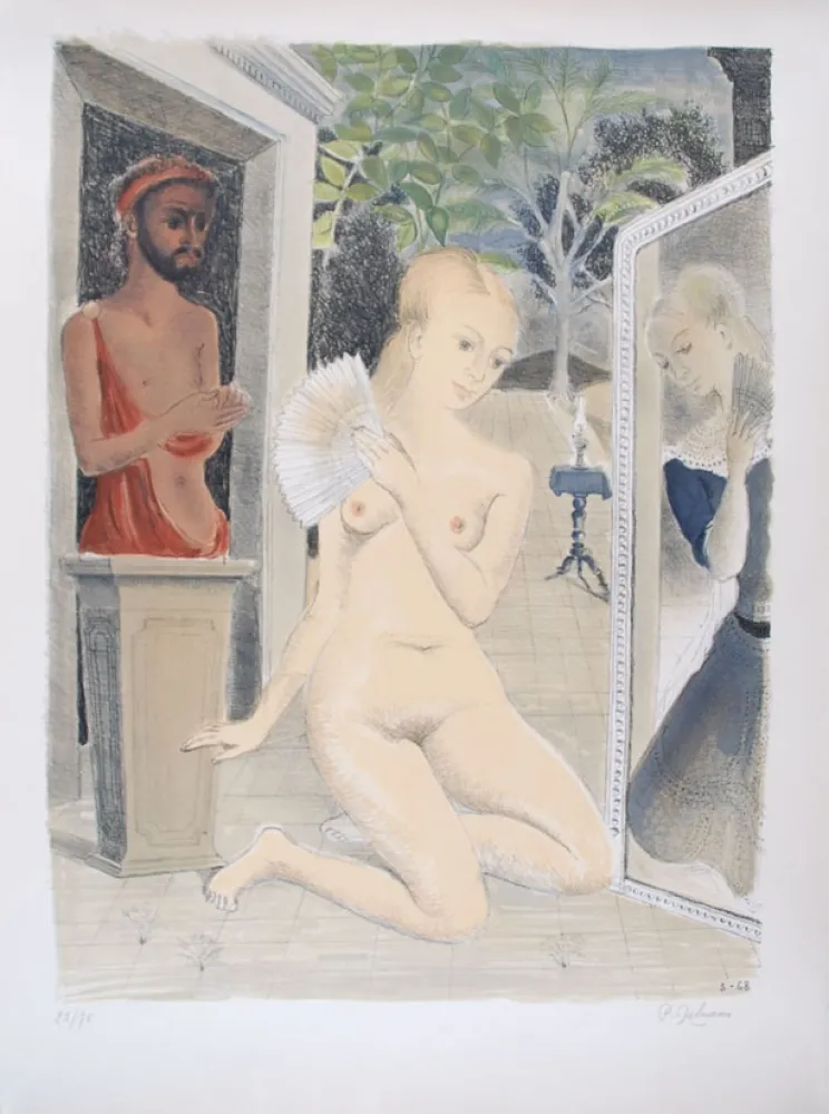 Lithografie Delvaux - L'Eventail