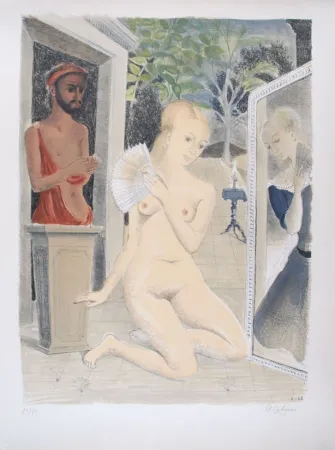 Lithografie Delvaux - L'Eventail