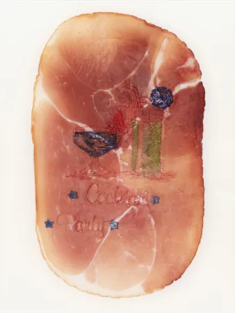 Fotografie Delvoye - Untitled (Photograph of Embroidered Ham)