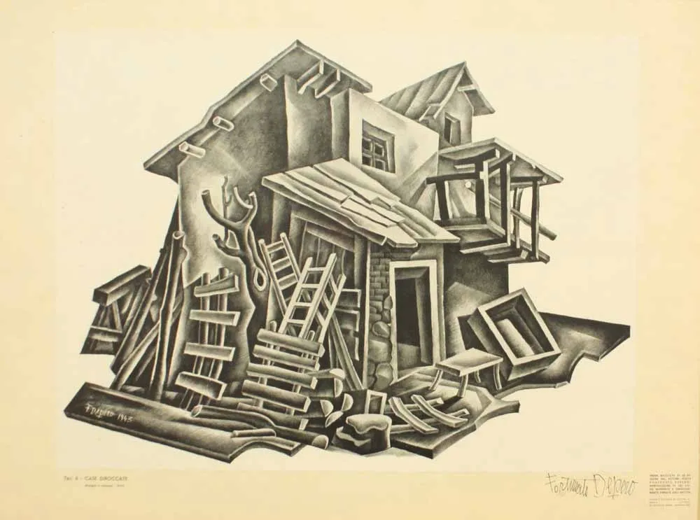 Lithografie Depero - CASE DIROCCATE