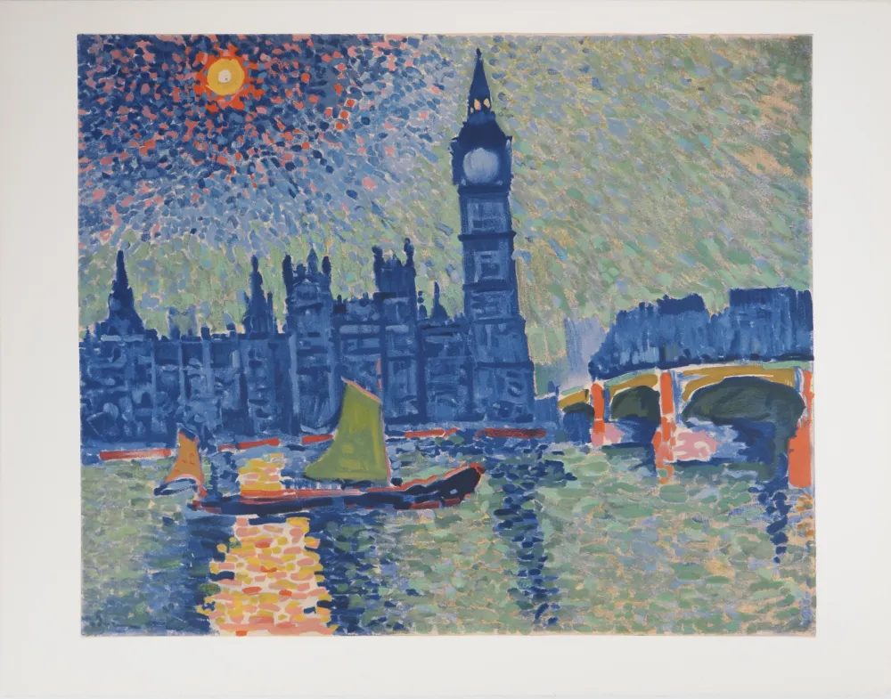 Lithografie Derain - Londres, La Tamise et Big Ben