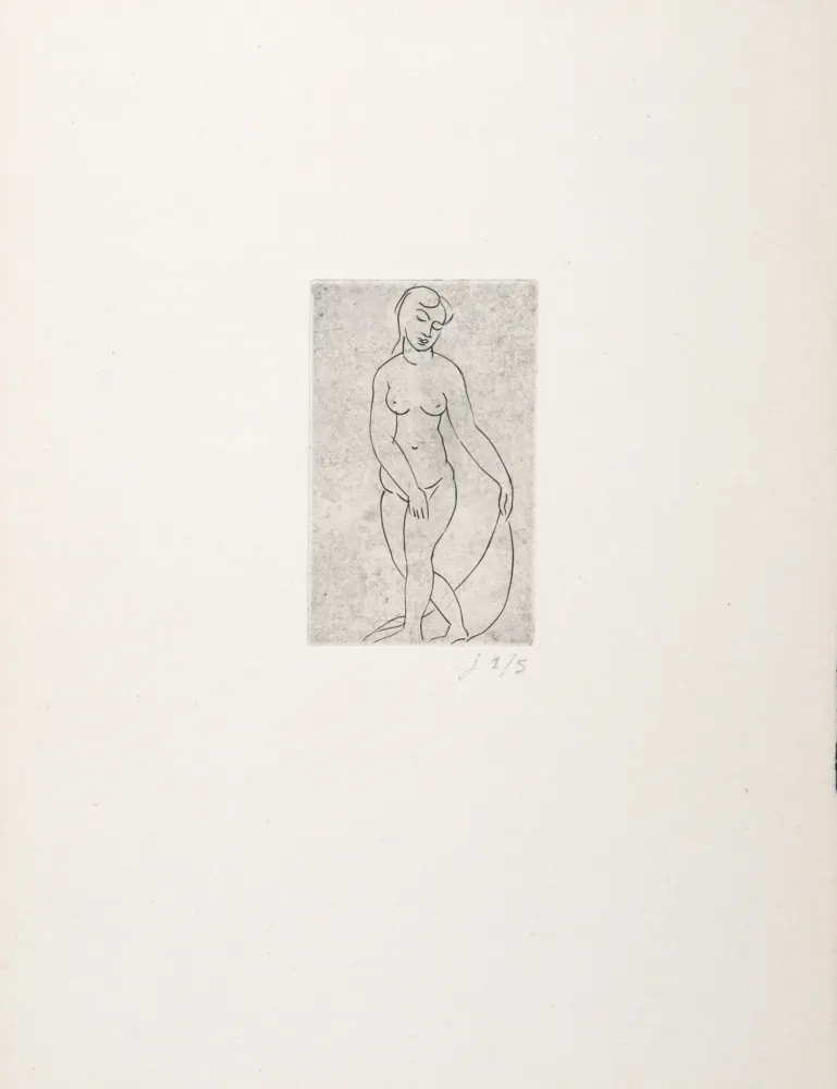 Gravure Derain - Nu au voile, 1948
