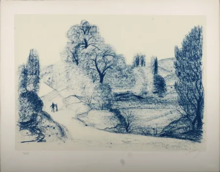 Lithografie Derain - Paysage Bleu, c. 1955 - Hand-signed!