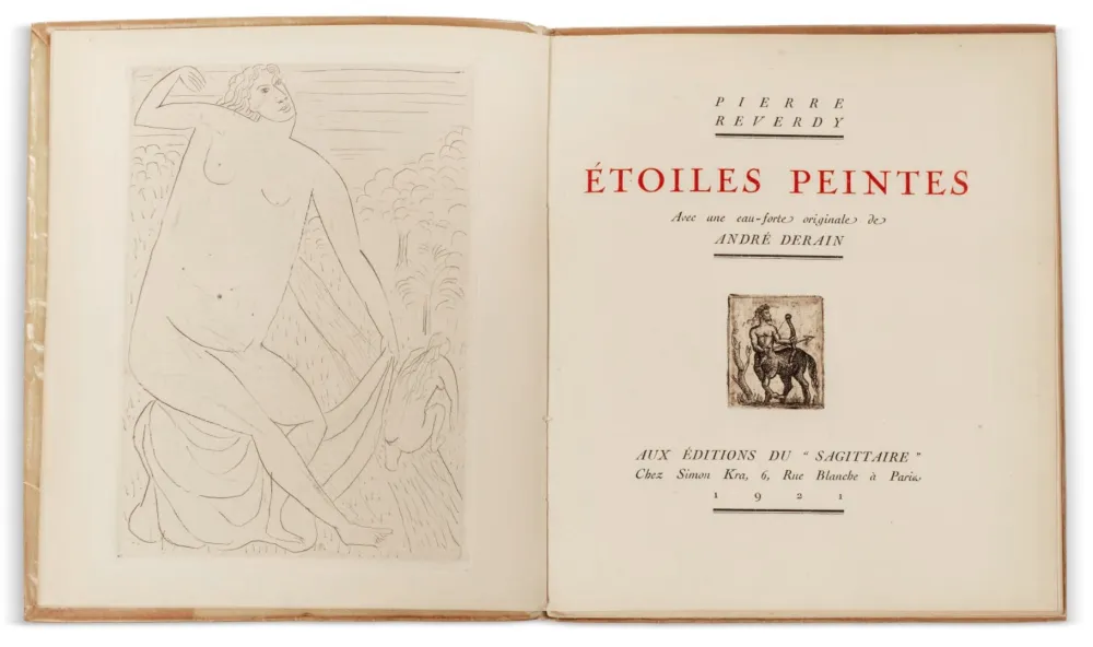 Geïllustreerd Boek Derain - Pierre Reverdy :  ÉTOILES PEINTES. Avec une eau-forte originale de André Derain (1921)