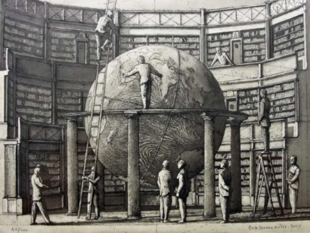 Ets En Aquatint Desmazières - Theatre de Geographie