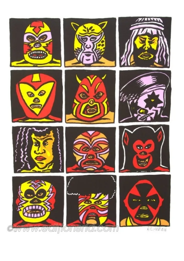 Lithografie Di Rosa - Catcheurs