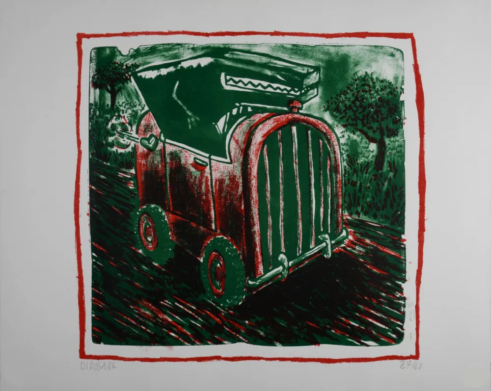 Lithografie Di Rosa - La voiture de Raphaël, 1984
