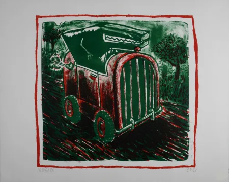 Lithografie Di Rosa - La voiture de Raphaël, 1984