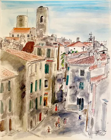 Lithografie Dignimont - Souvenir du vieil Antibes