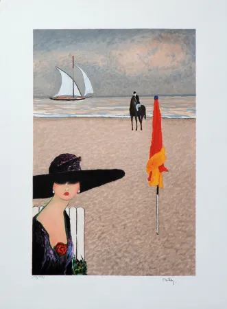 Lithografie Dilley - Elégante à Deauvill