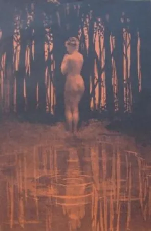 Lithografie Dillon - Baigneuse