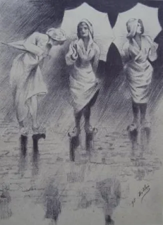 Lithografie Dillon - Pluviôse / Rainy