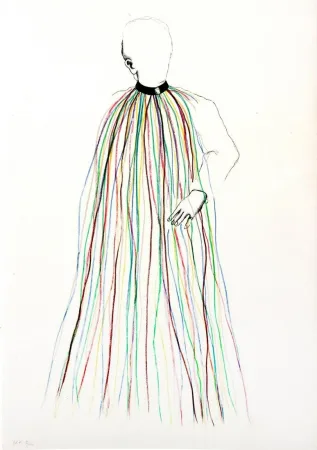 Lithografie Dine - Dorian Gray in Multi-Colored Vinyl Stripe Cape