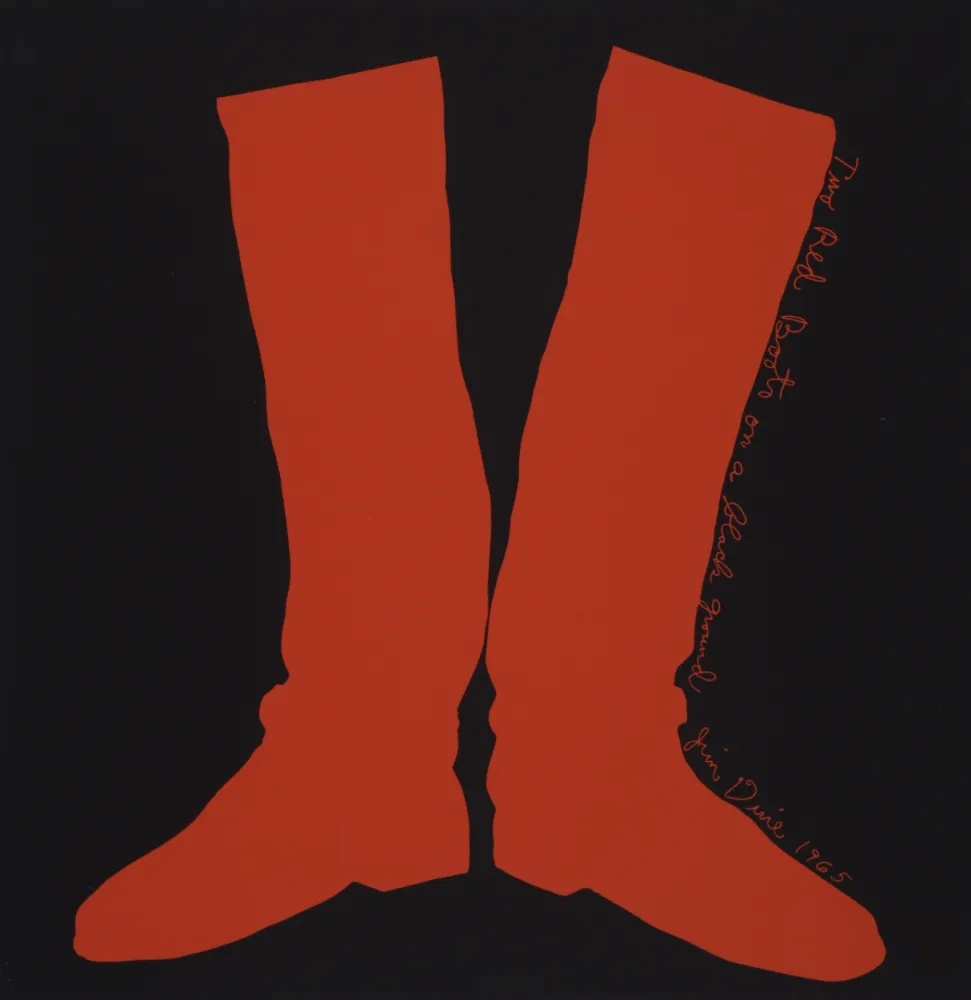 Zeefdruk Dine - Two Red Boots on a Black Ground, 1968