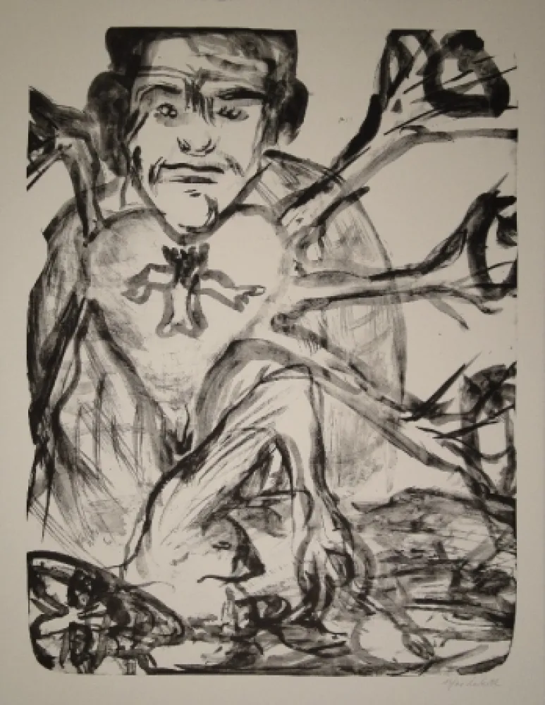 Lithografie Disler - Herzhorcher