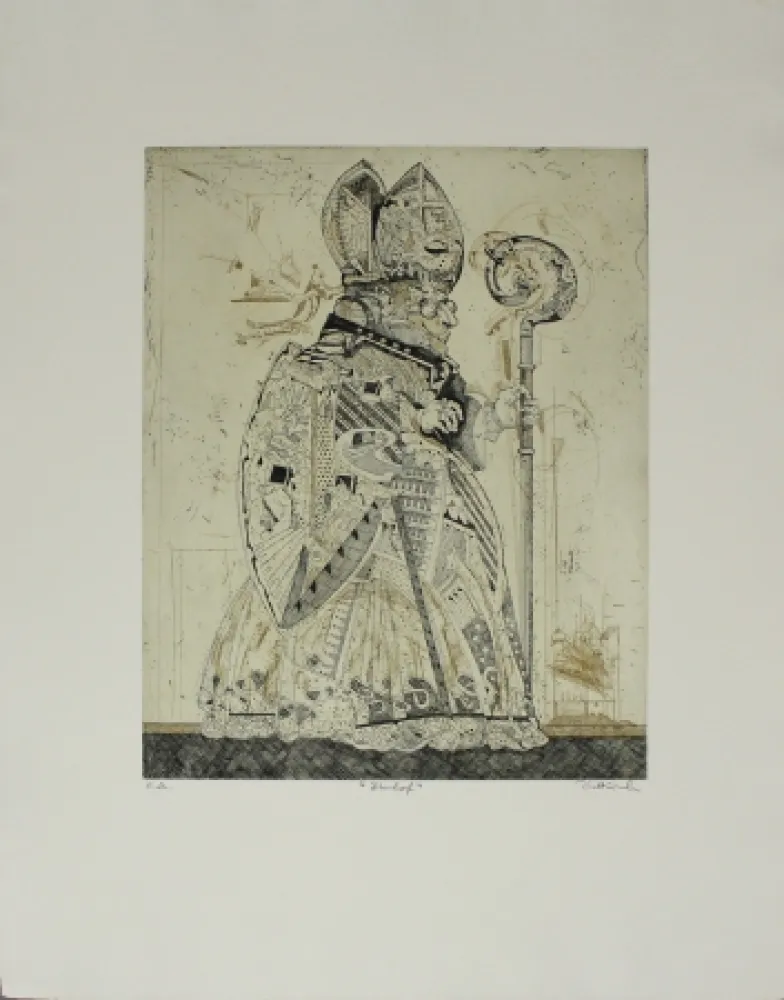 Ets En Aquatint Dittrich - Bischof / Bishop