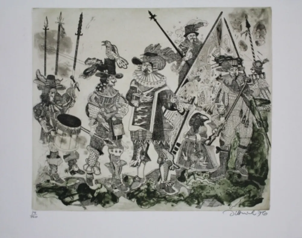 Ets En Aquatint Dittrich - Schlacht