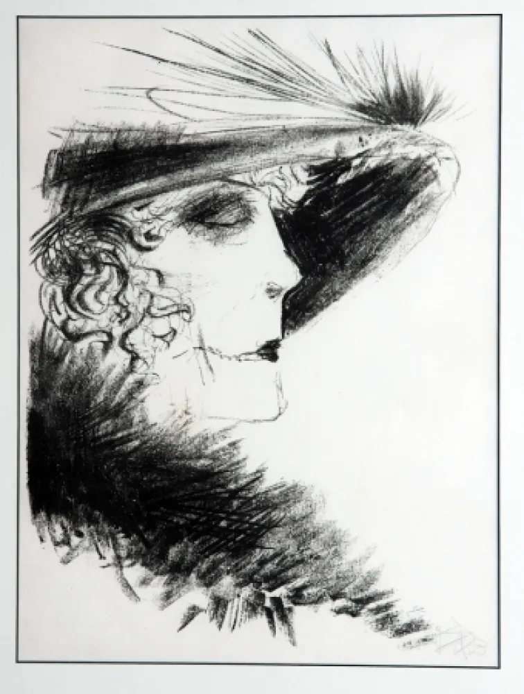 Lithografie Dix - Dame Mit Reiher