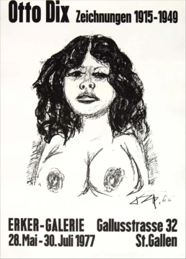 Lithografie Dix - Halbakt von vorn