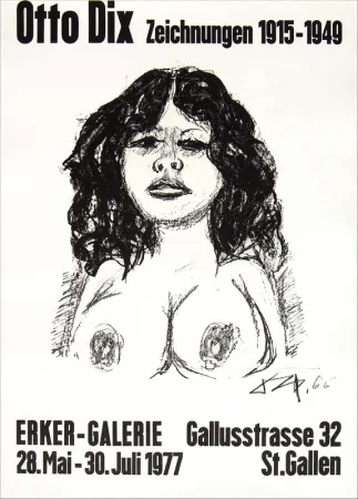 Lithografie Dix - Halbakt von vorn