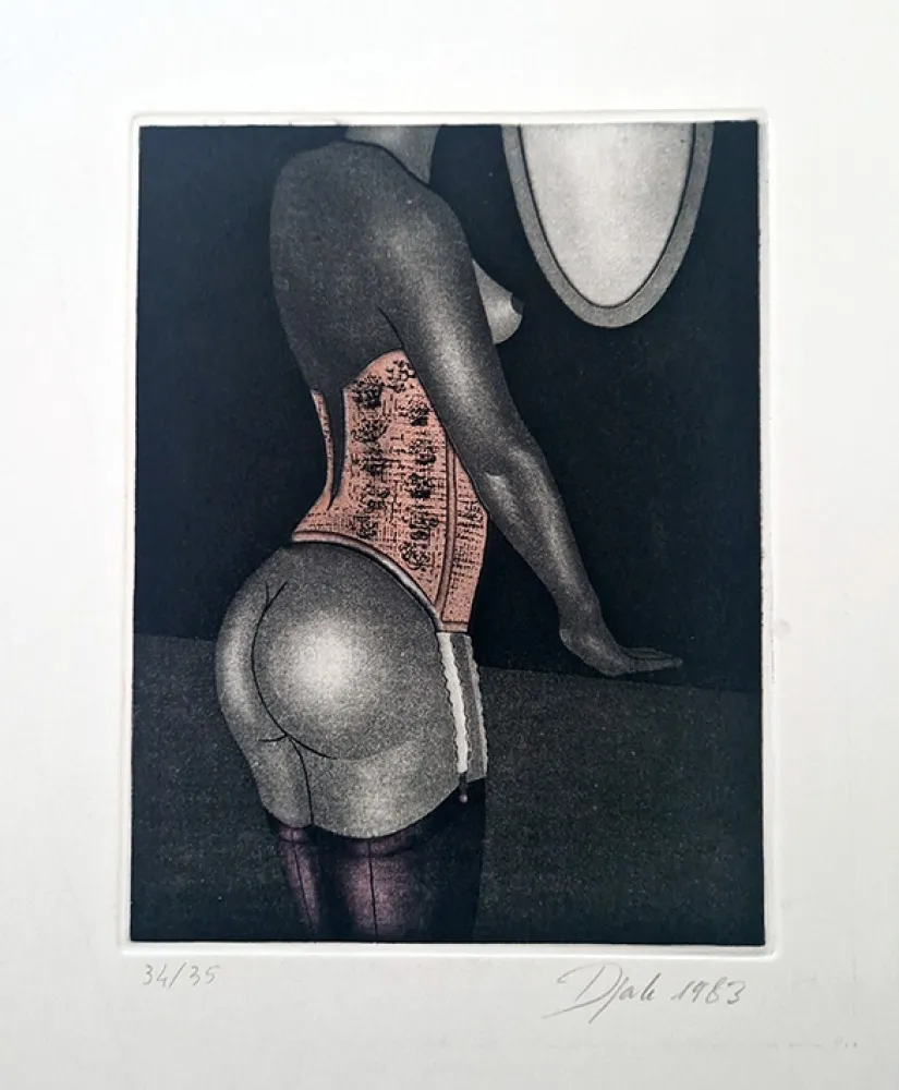 Ets En Aquatint Djak - Donna allo specchio