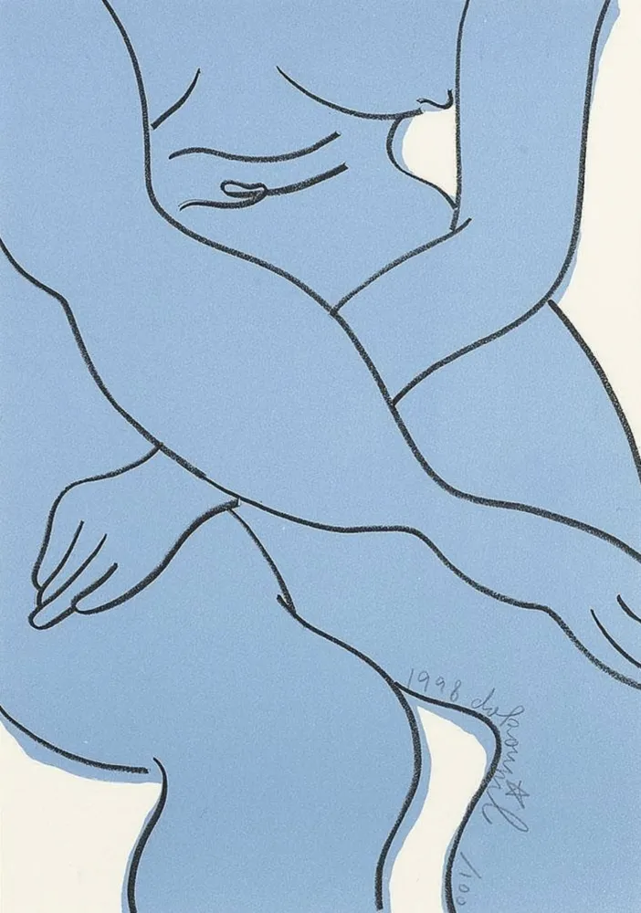 Lithografie Dokoupil - Blue Nude
