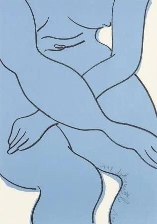 Lithografie Dokoupil - Blue Nude