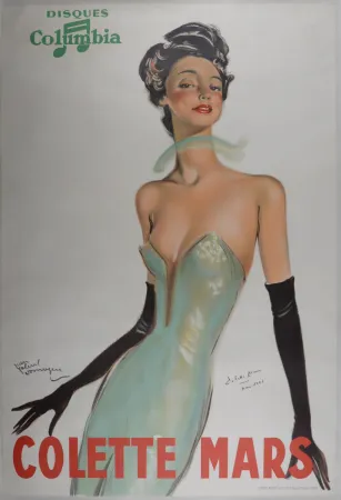 Lithografie Domergue - Colette Mars, Disques Columbia, c. 1936