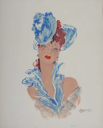 Lithografie Domergue - La Parisienne : Jacqueline, 1956