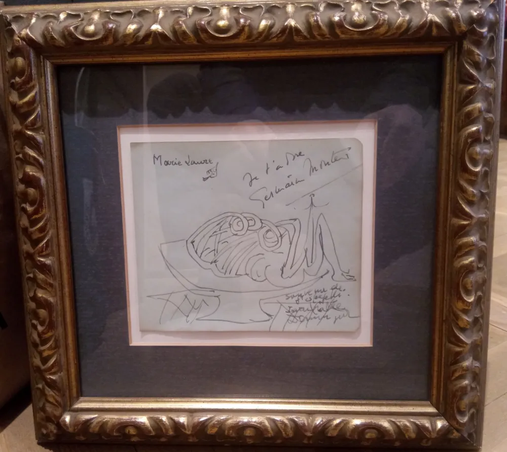 Geen Techniek Dominguez - Dibujo con dedicatoria a Marie Laure de Noailles