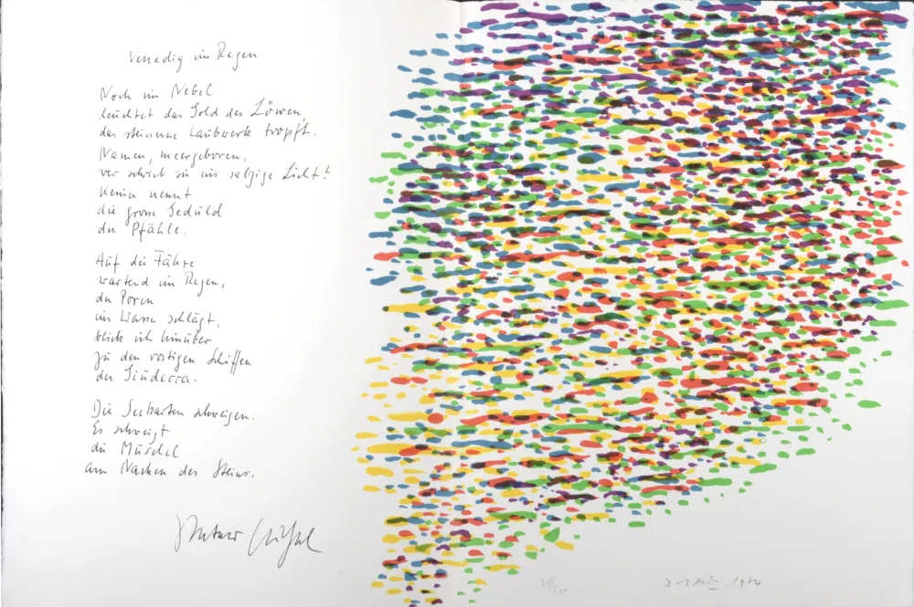 Lithografie Dorazio - Venedig im Regen, 1974 - Hand-signed