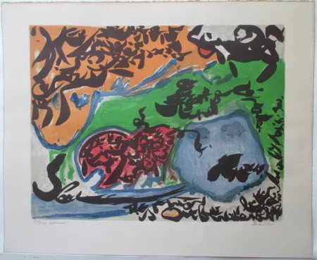 Lithografie Dotremont - Un match et evant et après