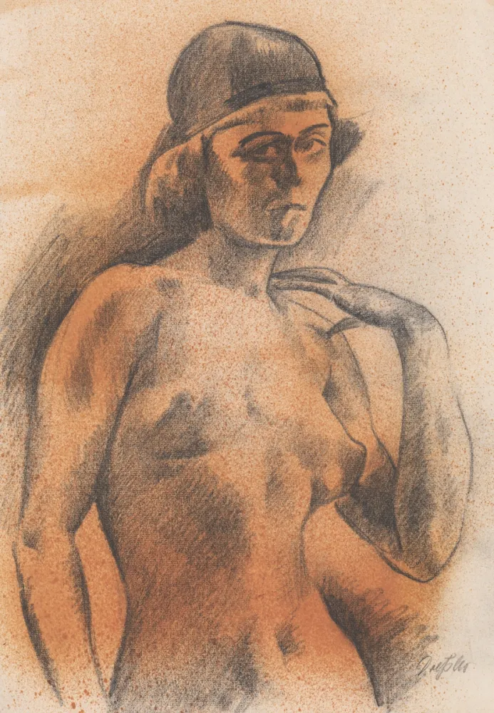 Geen Techniek Dressler - Weiblicher Akt mit Kopfbedeckung