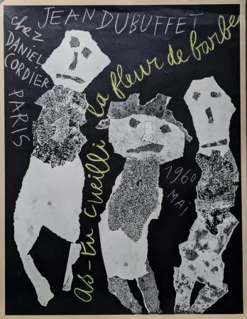 Lithografie Dubuffet - Jean DUBUFFET - Composition with personnages, Lithograph poster signed in the plate, 1960. Rare lithograph for the exhibition at Daniel Cordier in 1960 - Art brut/Outsider Art