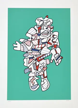 Zeefdruk Dubuffet - Protestator, from Présences fugaces series