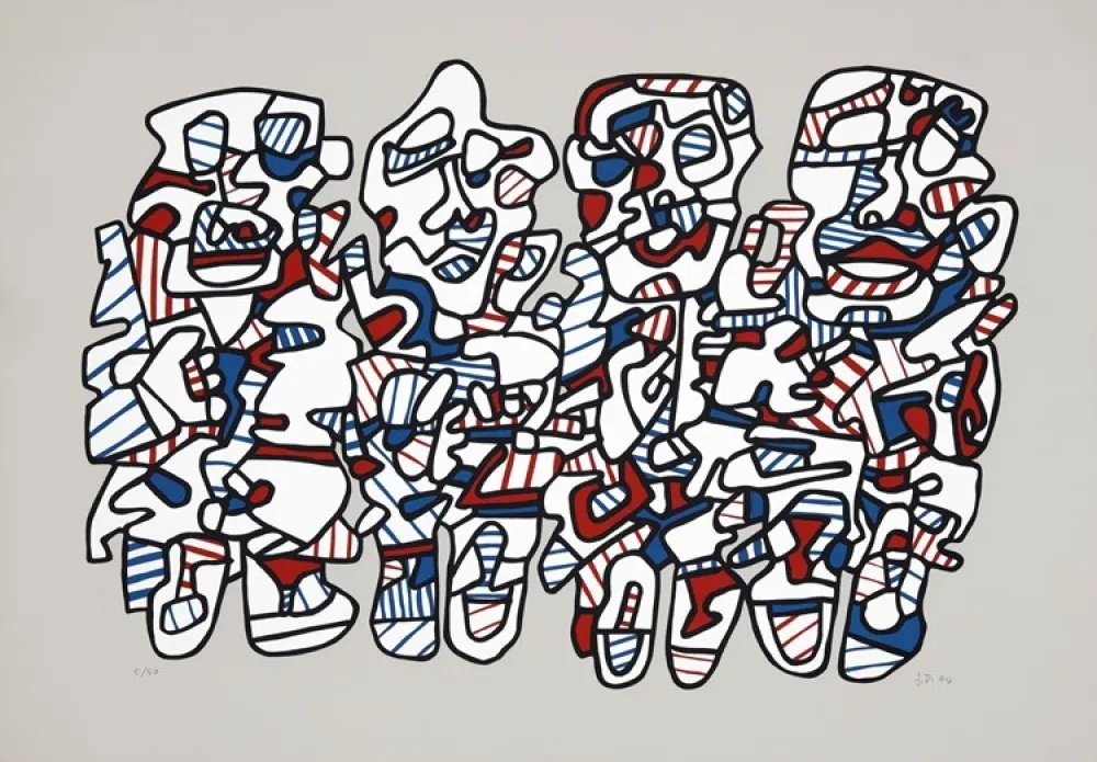 Zeefdruk Dubuffet - Quatre personnages