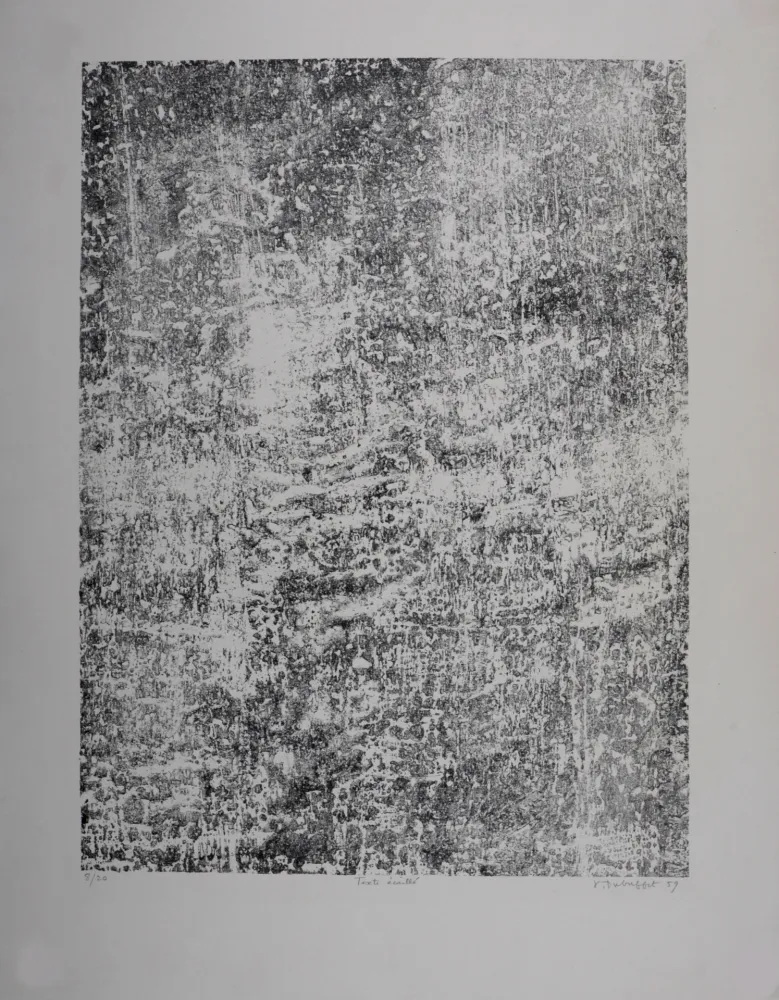 Lithografie Dubuffet - Texte écaillé, 1959 - Hand-signed