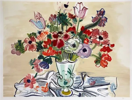 Lithografie Dufy - ANÉMONES (1942).