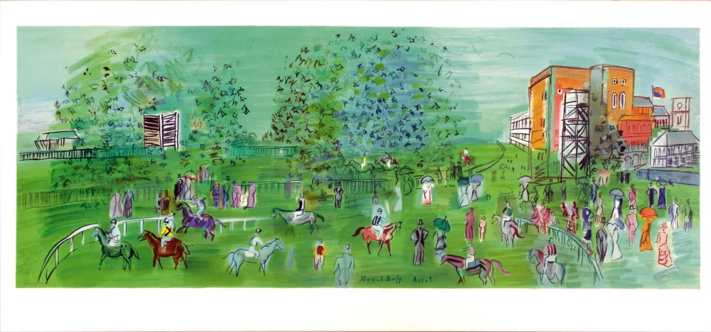 Lithografie Dufy - ASCOT. Le champ de courses en 1930 (1969).