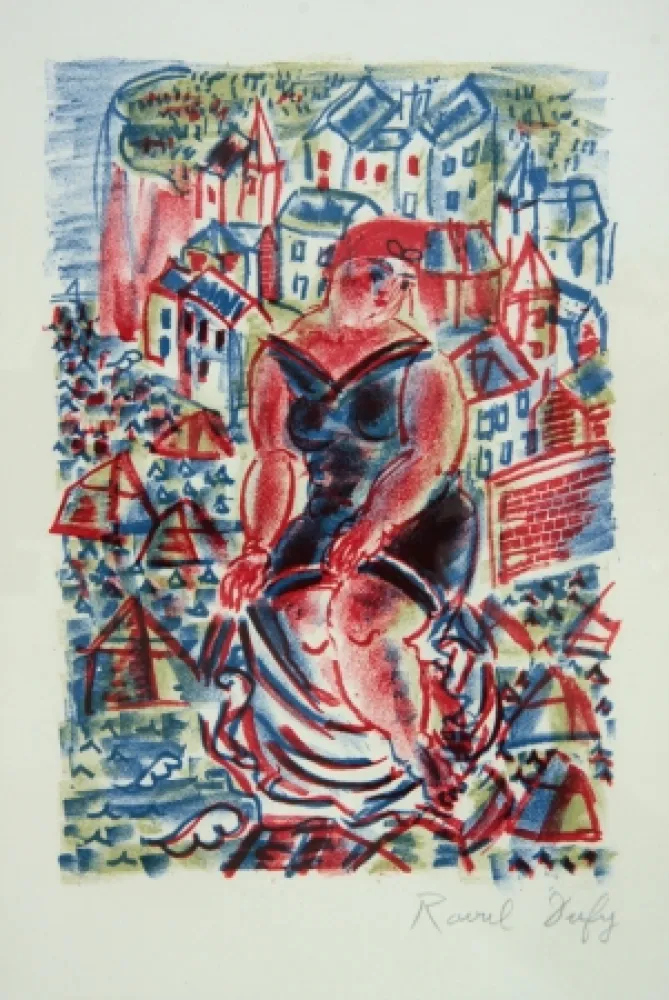 Lithografie Dufy - Baigneuse Devant le Port de St Adresse