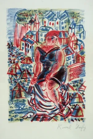Lithografie Dufy - Baigneuse Devant le Port de St Adresse