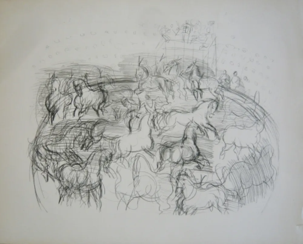 Lithografie Dufy - Chevaux