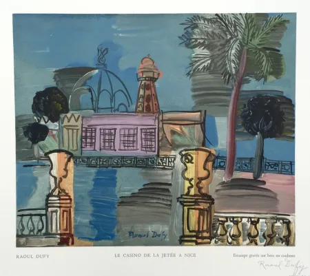 Houtsnede Dufy - Le Casino de la Jetée a Nice