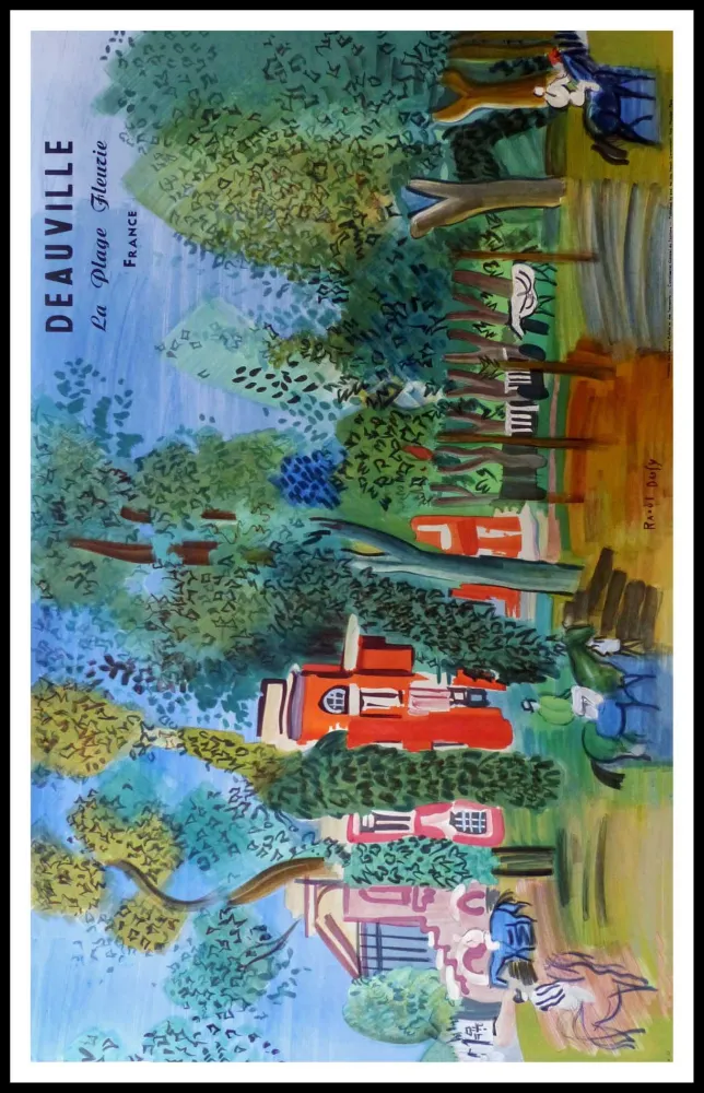 Lithografie Dufy - LE PADDOCK A DEAUVILLE PLAGE FLEURIE