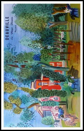 Lithografie Dufy - LE PADDOCK A DEAUVILLE PLAGE FLEURIE