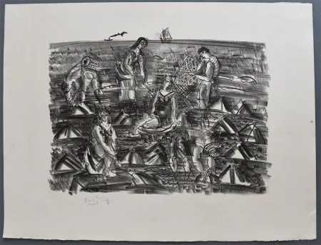 Lithografie Dufy - Pêcheurs de crevettes